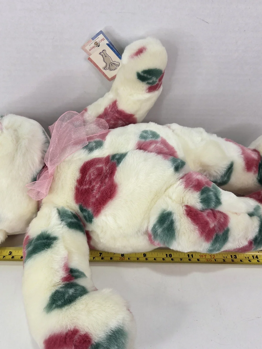Vintage Mary Meyer Plush Teddy Bear Rosalyn White Pink Roses MINT CONDITION